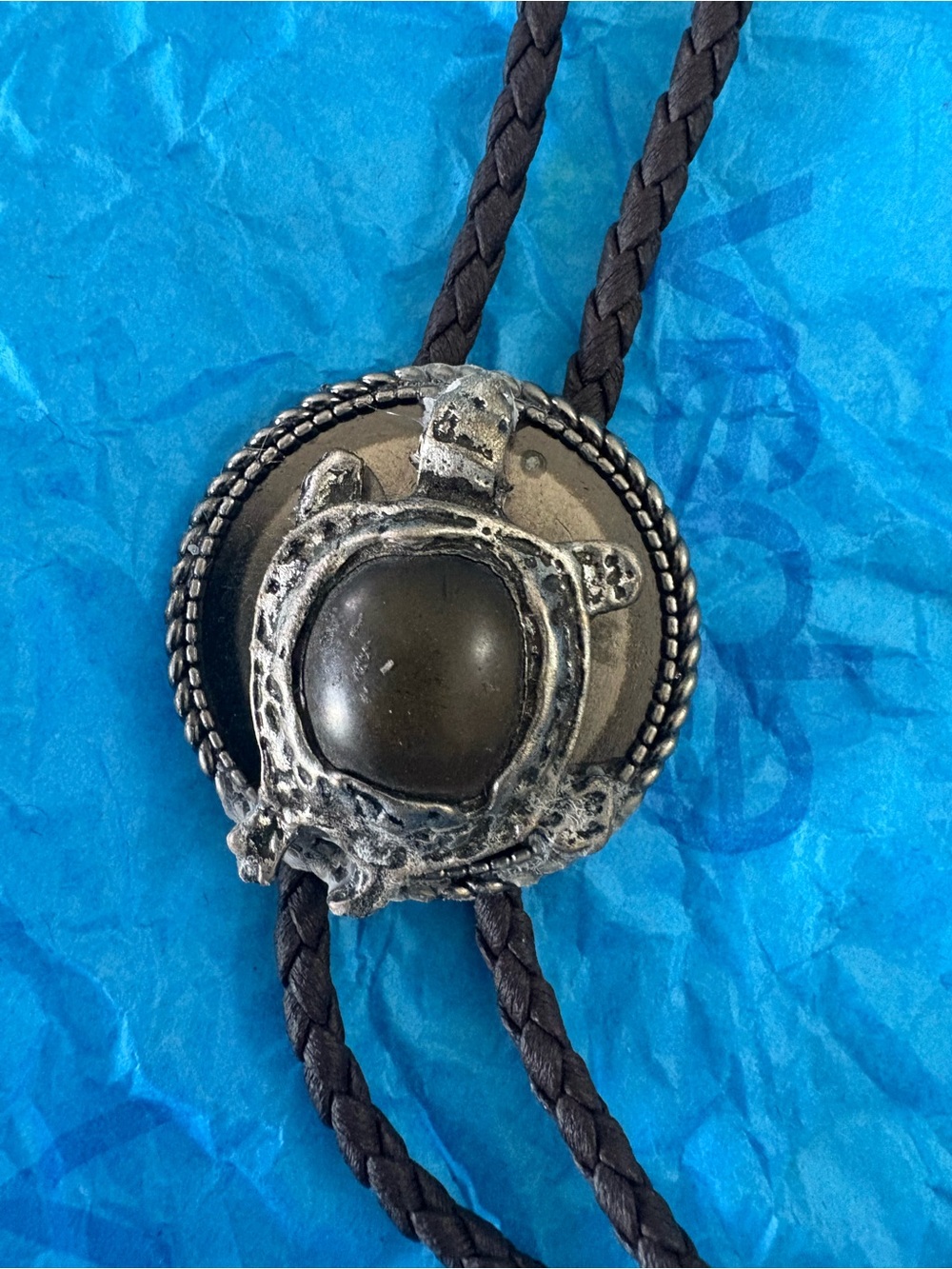 Black Stone Turtle Bolo Tie
